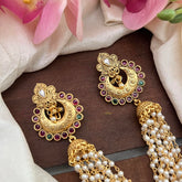 Premium Floral Jada Billai with Pearl Maatil-Bun Billai-Red Green-G13071